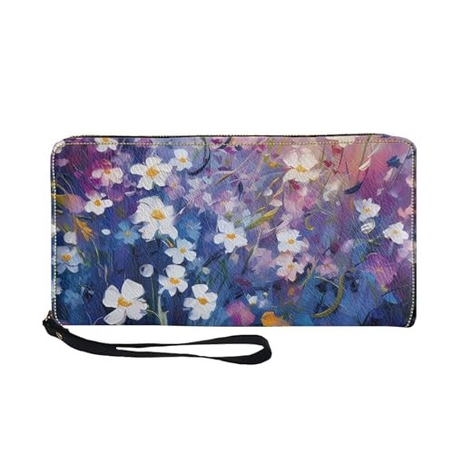 TOADDMOS Geldbörse mit bezauberndem Druck, PU-Leder, für Damen, Geldbörse, Reißverschluss, Münz- und Karten-Clutch, Geldbörse mit Handgelenkschlaufe, Ölgemälde mit Blumenmuster, Casual von TOADDMOS