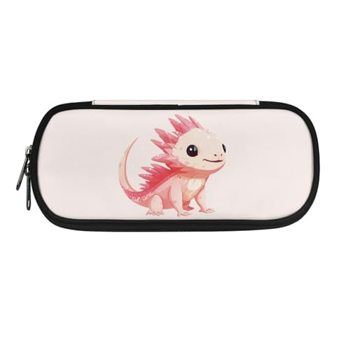 TOADDMOS Niedliches Federmäppchen mit Aufdruck für Kinder, tragbare Aufbewahrung, Stiftehalter, 3 Fächer für Jungen und Mädchen, Schreibwaren, Schule, Axolotl, Einheitsgröße, Beauty Case von TOADDMOS