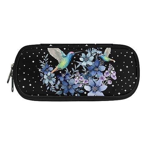 TOADDMOS Niedliches Federmäppchen mit Aufdruck für Kinder, tragbare Aufbewahrung, Stiftehalter, 3 Fächer für Jungen und Mädchen, Schreibwaren, Schule, Kolibri Floral, Einheitsgröße, Beauty Case von TOADDMOS