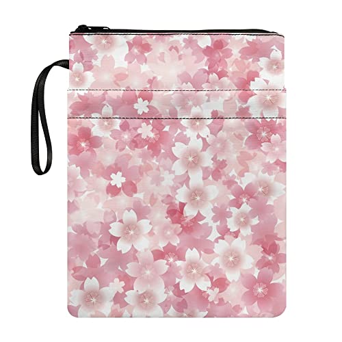 TOADDMOS Pink Cherry Floral Book Protector Pouch Sleeve with Zipper Floral Lover Gifts Printed Canvas Book Covers Book Lovers Medium 11.4 Inch X 8.7 Inch von TOADDMOS