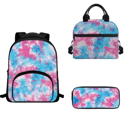 TOADDMOS Schulranzen-Set für Vorschule, Kindergarten, Schulranzen, 3-teilig, Kinder-Rucksack, Lunch-Tasche, Federmäppchen, Blaue Krawatte, Schulranzen-Set von TOADDMOS