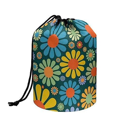 TOADDMOS Stylischer Druck Kordelzug Make-up Tasche Reise Kosmetiktasche Tragbare Toilettenartikel Organizer für Frauen Mädchen, Cartoon Daisy, Einheitsgröße, Beauty Case von TOADDMOS