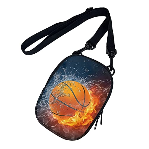 TOADDMOS Trendige Mini-Umhängetasche für Männer, Frauen, Teenager, Feuerwasser-Basketball von TOADDMOS
