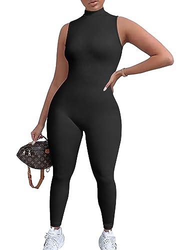 TOB Frauen Yoga Jumpsuits Workout Gerippt Ärmellos Sport Jumpsuits, Schwarz, Large TOB Frauen Yoga Jumpsuits Workout Gerippt Ärmellos Sport Jumpsuits, Schwarz, Large von TOB
