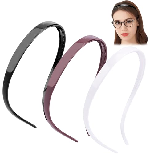 TOBATOBA Flex-Stirnbänder ohne Druck, Stirnbänder für Brillenträger, Sonnenbrillen-Stirnband, keine Kopfschmerzen, bequeme Stirnbänder, Kunststoff-Stirnbänder mit Zähnen, rutschfest, für Damen und von TOBATOBA
