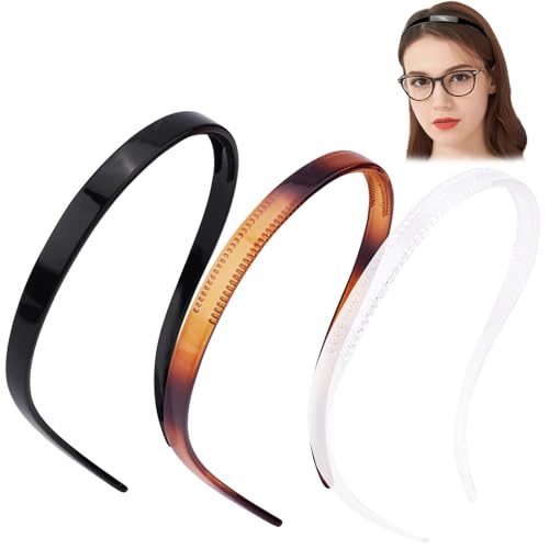 TOBATOBA Flex-Stirnbänder ohne Druck, Stirnbänder für Brillenträger, Sonnenbrillen-Stirnband, keine Kopfschmerzen, bequeme Stirnbänder, Kunststoff-Stirnbänder mit Zähnen, rutschfest, für Damen und von TOBATOBA