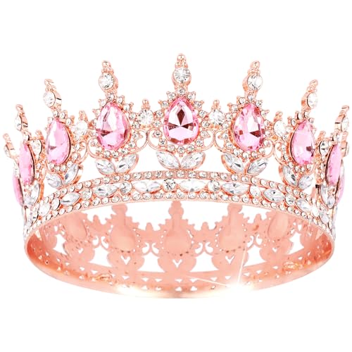 TOBATOBA Rosa Königin Kronen für Frauen - Strass Prinzessin Hochzeit Geburtstag Tiara Corona Para Pastell Rosa Krone Cake Topper Haarschmuck für Kostüm Geburtstag Party Abschlussball Braut Festzug von TOBATOBA