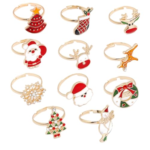 TOBBOMEY 11 Stück Weihnachtsschmuck Für Mädchen Teenager Feiertags Finger Weihnachts Stretchring Kleinkind Cooler Weihnachtsparty Ring Nur Klasse Schmuck Abschlussball Damen von TOBBOMEY