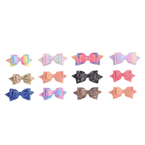 TOBBOMEY 12 Stück Teiliges Haarschleifen Mädchen Bunte Glitzer haarspangen mit Pailletten Kreative Haar accessoires Vielseitig für Party Alltag und Geschenk Geeignet von TOBBOMEY