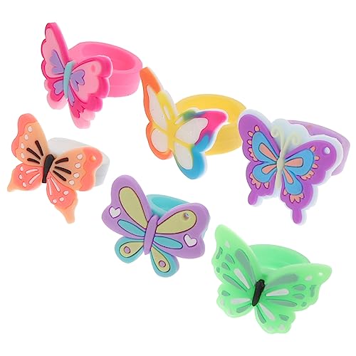 TOBBOMEY 12 Stück Teiliges Kleine Schmetterlingsringe aus Niedliche Party Mitgebsel für Mädchen Verstellbare Kinderfinger Ringe Buntes Schmuck für Geburtstagsfeiern und Alltagskleidung von TOBBOMEY