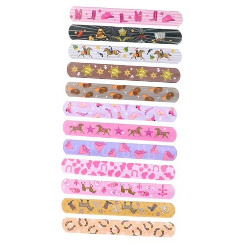 TOBBOMEY 12 Stück Teiliges Western Themen Slap Armbänder Lustige Party für Cartoon Wristbands für Geburtstagsfeiern und Themenpartys von TOBBOMEY