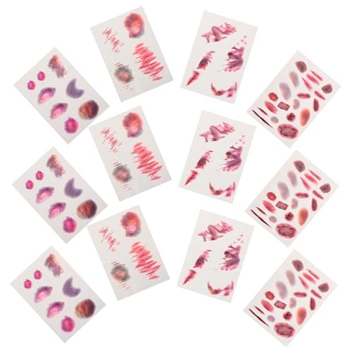 TOBBOMEY 16 Blätter Fake Narben Temporäres Tattoo: Horror Realistischer Bluterguss-aufkleber - Gesicht Körper Make-up Zombie-aufkleber - Cosplay Maskerade Streich Gruselzubehör von TOBBOMEY