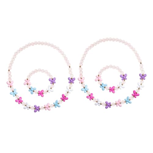 TOBBOMEY 2 Sätze Handgemachtes Schmuckset Halskette Armband mit Schmetterlingen für Mädchen für Partys Alltagskleidung Besondere Anlässe von TOBBOMEY