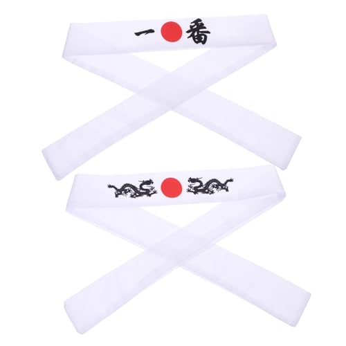 TOBBOMEY 2 Stück Japanisches Teiliges Stirnband aus Waschbar Langlebig Bequemes Haarband für Kochen Karate Sport und Japanische Stil Accessoires Geeignet für Damen und Herren von TOBBOMEY