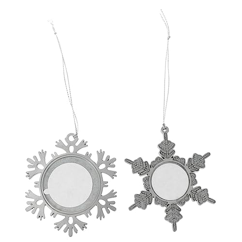 TOBBOMEY 2 Stück Metall Schneeflocken Fotoanhänger Kreativer Weihnachtsbilderrahmen Schmuckanhänger Festliche Geschenkidee für Frauen Mädchen Geburtstag Party von TOBBOMEY