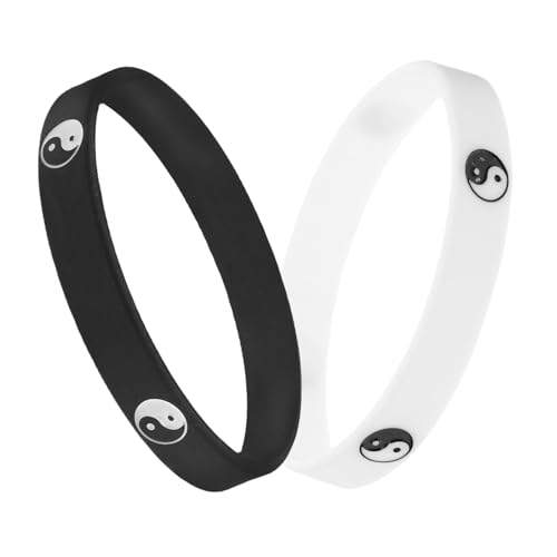 TOBBOMEY 2 Stück Tai Chi Silikonarmbänder Design Unisex Rubber Wristbands in Energiearmbänder mit Einzigartigem Muster als für Damen und Herren von TOBBOMEY
