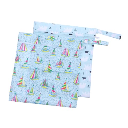 TOBBOMEY 2 Stück Wiederverwendbare Windeltasche mit Aufdruck Nasstasche für Wickeltasche Tragbar Organizer für Nasse und Trockene Windeln Unterwegs von TOBBOMEY