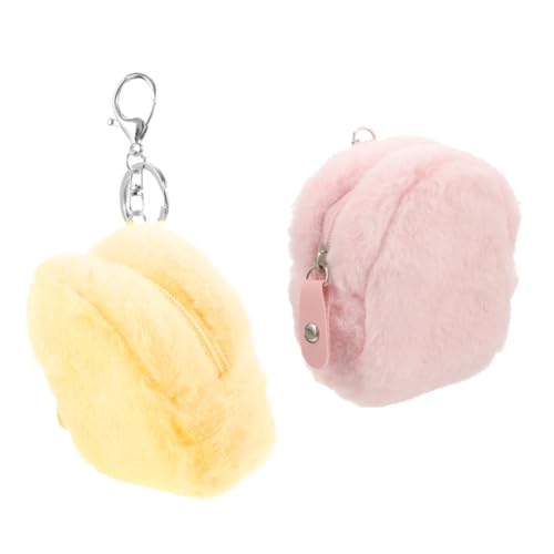 TOBBOMEY 2st Mädchenhaftes Portemonnaie Münzbeutel Mit Schlüsselanhänger Halter Geldbeutel Plüsch Geldbörse Reise-münzbeutel Kleiner Taschenkopfhörer Kleine Plüschige Geldbörse Metall von TOBBOMEY
