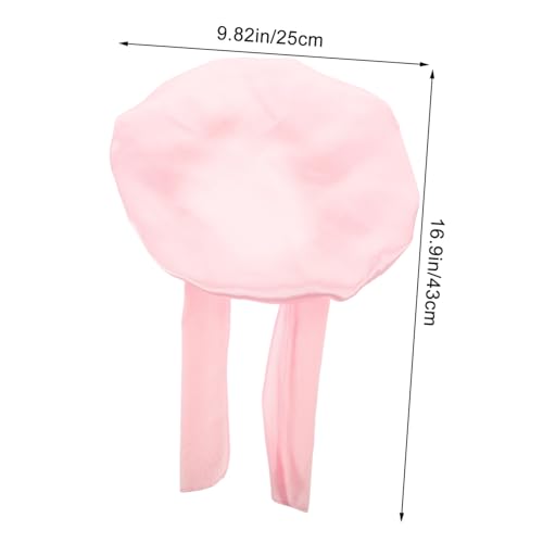 TOBBOMEY 3 Stück Elastische Haarkappen mit Schleifen Weiche Duschhauben für Mädchen Leicht und Bequem Schützt Haare und Kopfhaut für Junge Mädchen und Kleinkinder in Weiß Rosa und Lila von TOBBOMEY