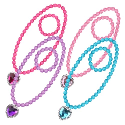 TOBBOMEY 4 Sätze Teiliges Kinderschmuck mit Bunter Halskette und Armband Dekoratives Hautfreundliches Design Komfortabel und Sicher für Mädchen für Kindergeburtstag und Alltag von TOBBOMEY