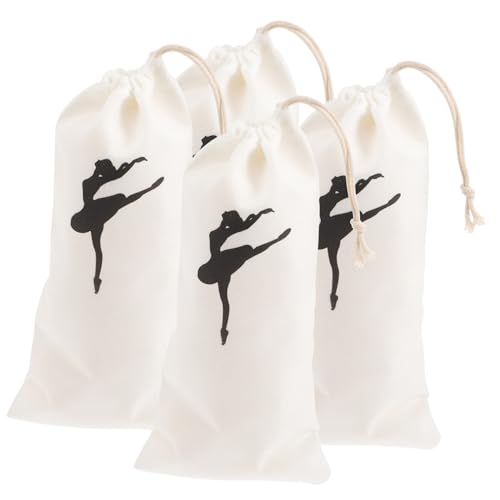 TOBBOMEY 4 Stück Teiliges Ballettschuh Aufbewahrungsset aus Robustem Canvas mit Praktischem Kordelzug Langlebige Tanzschuhtasche für Mädchen Geräumig Verschleißfest für Ballettzubehör von TOBBOMEY