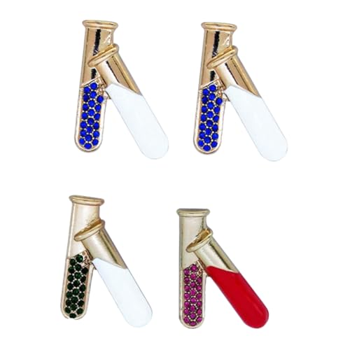 TOBBOMEY 4 Stück Teiliges Chemie experiment Becher Broschen aus Metalllegierung Kreative Wissenschaftler Anstecknadeln Dreifarbige Broschen mit Strass Langlebig und Zufällige Farbe von TOBBOMEY