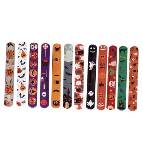 TOBBOMEY 48 Stück Pop Circle Armband Party Weiß Zubehör Halloween Ringe Snap Armbänder LED Neon Armbänder Armband Halloween Ring Zufällige Farbe von TOBBOMEY
