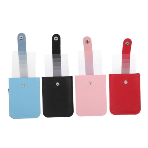 TOBBOMEY 4stücke Ausziehbare Kartenhalter Mit Druckknopf Organizer-Tasche Aus Kunstleder Stapelbar Schmales Kartenetui Brieftaschen-Organizer von TOBBOMEY
