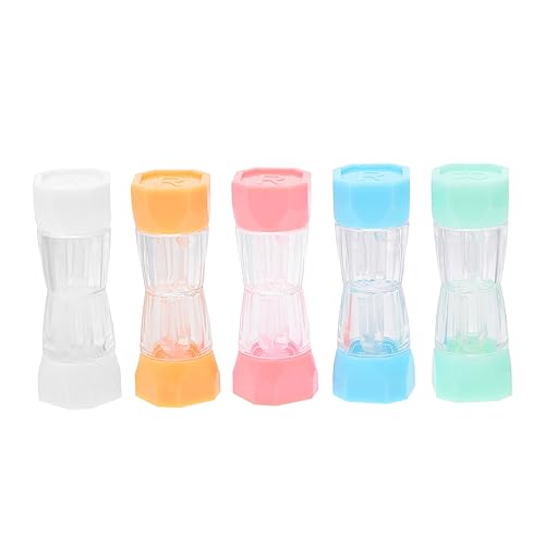 TOBBOMEY 5 Stück Teiliges Kontaktlinsen etui aus Hochwertigem Kunststoff Tragbarer und Auslaufsicherer Linsenhalter für Reisen Sicheren Staubschutz Wiederverwendbarer Organizer für von TOBBOMEY