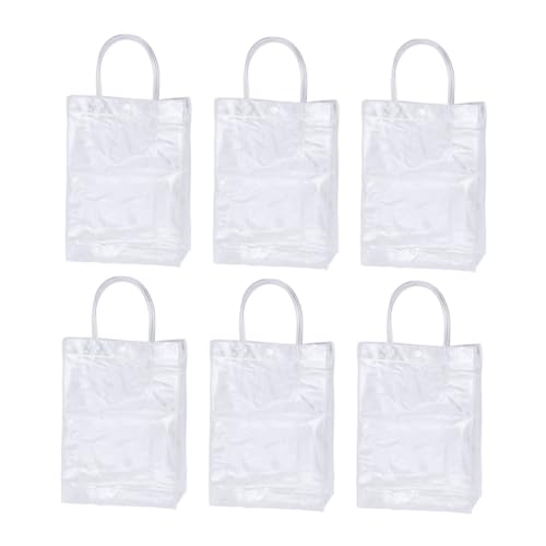 TOBBOMEY 6 Stück Transparente PVC Geschenktüten Wiederverwendbare Tragetaschen für Geschenkverpackung Party Weihnachten Vielseitig Einsetzbar von TOBBOMEY