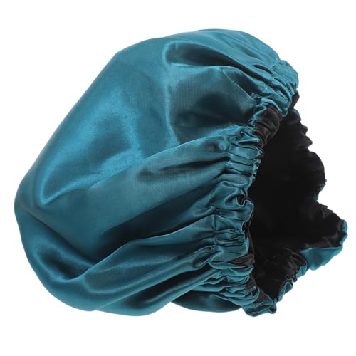 TOBBOMEY Duschhaube Damen Wiederverwendbare Elastische Badekappe Für Lange Und Dicke Haare Aus Satin Für Dusche Kochen Spa Und Make-up Mit Schwarzem Innenfutter von TOBBOMEY