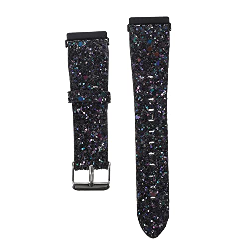 TOBBOMEY Glitzer Leder Uhrenarmband Kompatibel mit Fitbit SE Modisches Langlebiges Ersatzarmband Damen und Herren Schwarzes Stylisches Design von TOBBOMEY