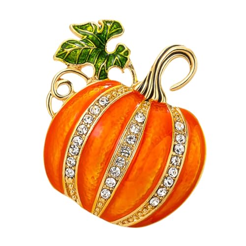 TOBBOMEY Glitzernde Kürbis Brosche mit Strasssteinen Leichte Halloween Anstecknadel für Pullover Jacken und Schals Verspieltes Design für Festliche Herbstmode von TOBBOMEY