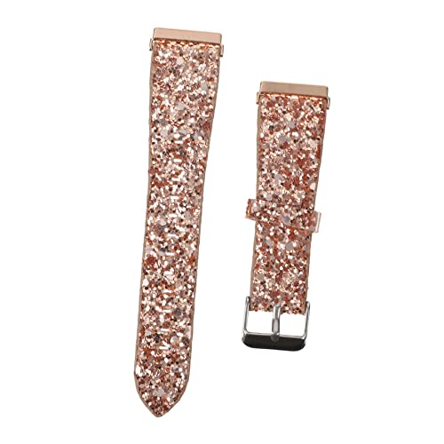 TOBBOMEY Glitzerndes Leder Armband Kompatibel mit Fitbit Damen Uhrband Flexibel Langlebig Modisch für Arbeit Party Reise Rosa Gold von TOBBOMEY