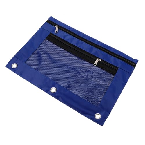 TOBBOMEY Großes Binder Pencil Pouch mit Fächern und Transparentem Mesh Fenster Langlebige Federtasche für Büroorganisation Wiederverwendbar und Reißfest für Akten und Schreibwaren Blau von TOBBOMEY