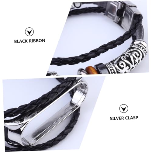 TOBBOMEY Kompatibles Ersatzarmband für Retro Metallperlen Armband im Ethnischen Stil Verstellbares Lederband für Damen und Herren Bequemes DIY Ersatz Uhrenarmband von TOBBOMEY