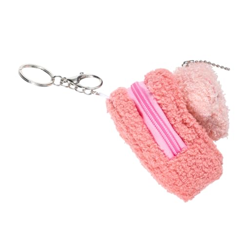 TOBBOMEY Kuschelige Münzgeldbörse mit Reißverschluss Cartoon Design Vielseitig als Kosmetiktasche und Schlüsselanhänger Tragbar und Praktisch für Frauen und Mädchen Rosa von TOBBOMEY