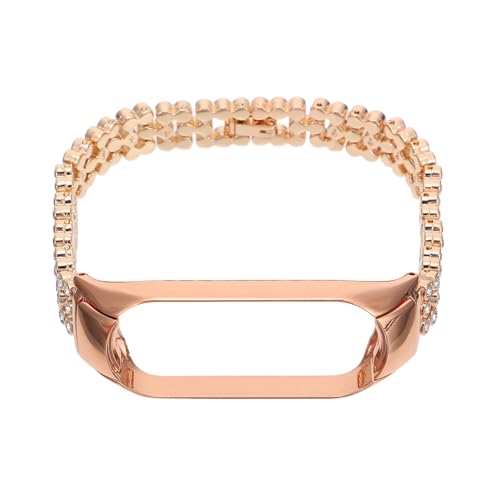 TOBBOMEY Shiny Edelstahl Uhrenarmband Kompatibel mit Xiaomi Modisches Hautfreundliches Langlebiges Ersatzband mit Funkelnden Kristallen Robustes Stilvolles Design in Roségold von TOBBOMEY