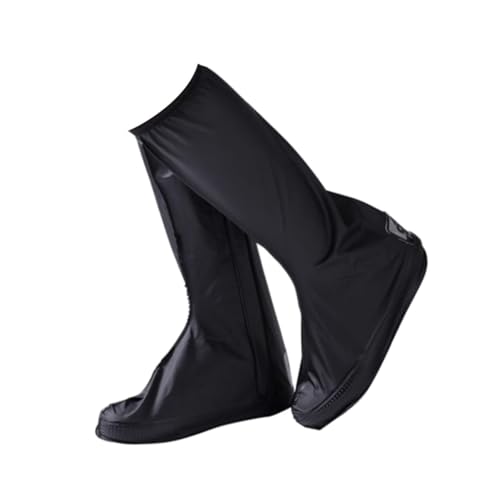 TOBBOMEY wasserdichte Herren Überziehschuhe XL mit Reißverschluss rutschfeste Dicke Gummisohle Regenfeste Hochgeschnittene Schutzschuhe aus Nylon für Nasse Tage und Rutschige Untergründe von TOBBOMEY