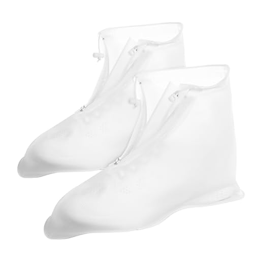 TOBBOMEY wasserdichte Regenüberschuhe aus Robustem PVC mit Reißverschluss rutschfest Schmutzabweisend für Damen und Herren Hervorragender Schutz bei Regen Outdoor Reise und Alltag XL von TOBBOMEY