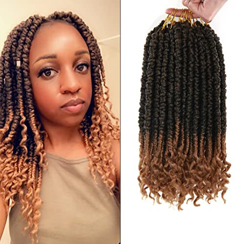 Geflochtene Haarverlängerung, 30,5 cm, Senegalesische Zöpfe, gehäkelte Zöpfe, gedrehte Enden für schwarze Frauen (12 Zoll, Schwarz und Gold Mix (1B/27)) von TOBBST