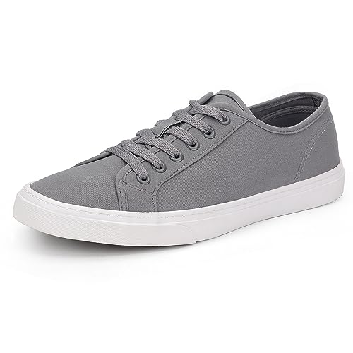 Herren schwarze klassische Low-Top-Schuhe aus Segeltuch, modischer Sneaker mit weicher Innensohle, legere Anzugschuhe für Herren, bequeme Wanderschuhe, Tb002-Grau, 44.5 EU von TOBER
