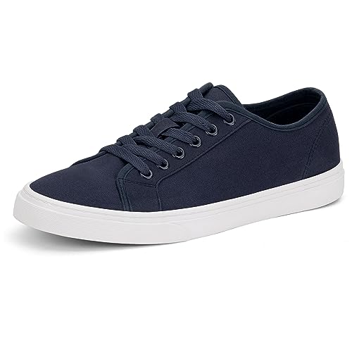 Herren schwarze klassische Low-Top-Schuhe aus Segeltuch, modischer Sneaker mit weicher Innensohle, legere Anzugschuhe für Herren, bequeme Wanderschuhe., 44.5 EU von TOBER