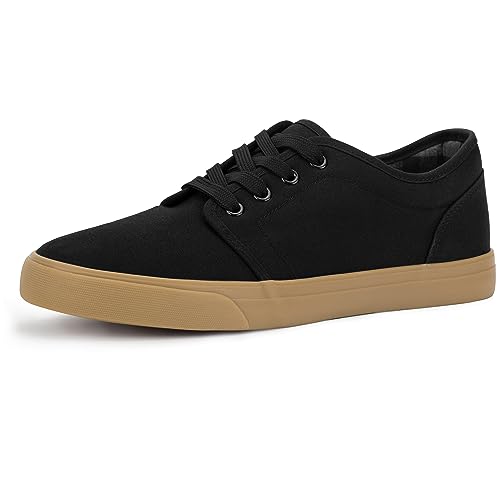 Herren schwarze klassische Low-Top-Schuhe aus Segeltuch, modischer Sneaker mit weicher Innensohle, legere Anzugschuhe für Herren, bequeme Wanderschuhe, Tb008-black Gum, 45 EU von TOBER