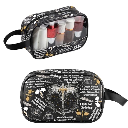 TOBGBE Fth Wing Serie Merch Fantasy Book Lover transparente Make-up-Tasche Drachenreiter tragbare Make-up-Organizer-Tasche Buchgeschenk, Fth W Zitat Clear MB, modisch von TOBGBE