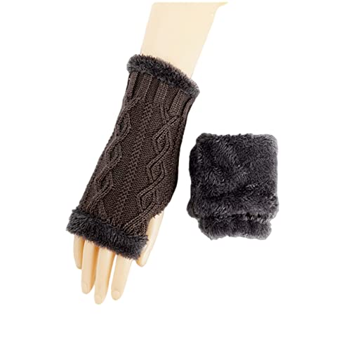 TOBILE Fingerlose Handschuhe für Damen Fingerlose Handschuhe Winter Frauen Kälteschutz Warm Weiche Baumwolle Strick Fäustlinge von TOBILE