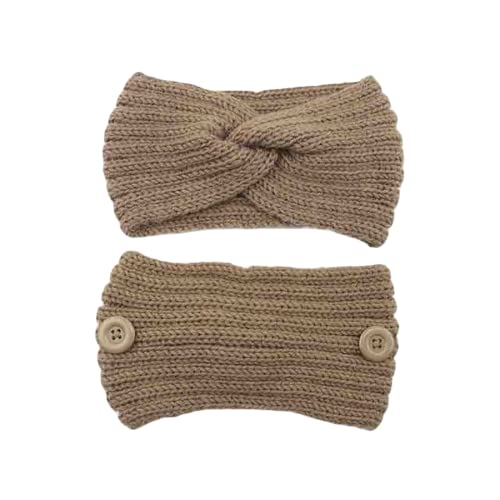 TOBILE Ohrenschützer Winter Gestrickte Stirnbänder für Frauen Warmes Haarband mit Knopf Ohrwärmer Stricken Turban Bandage Haarzubehör - 9 von TOBILE