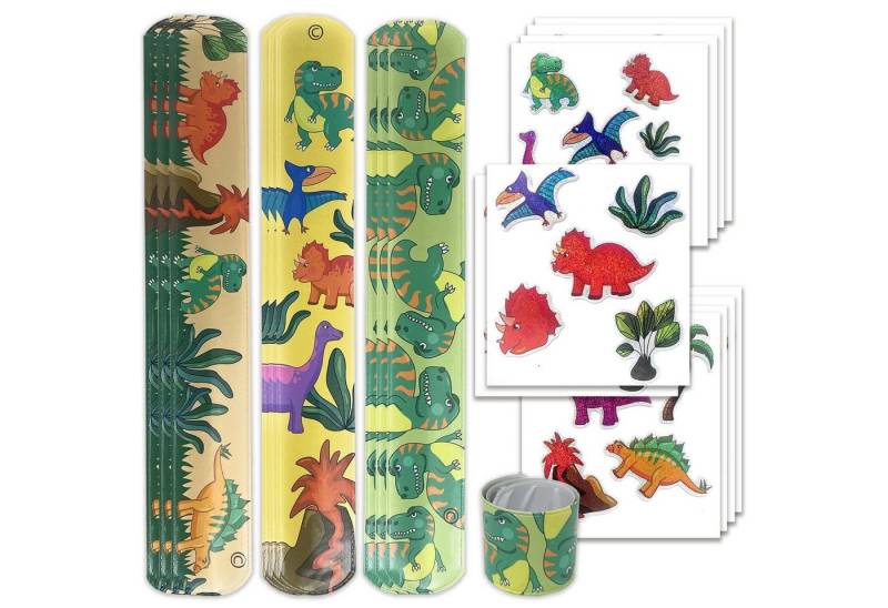 AMLI Armband Dino Schnapparmband Sticker Set, Knickarmbänder und Aufkleber Dinosaurier 10er Set Astro von AMLI