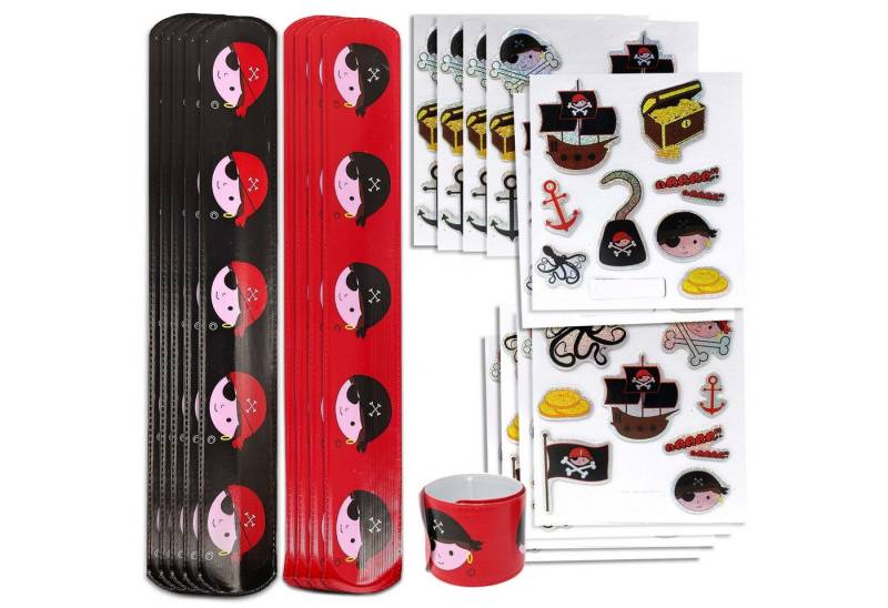 AMLI Armband Pirat Schnapparmband Sticker Set, Knickarmbänder und Aufkleber Piraten 10er Set Astro von AMLI