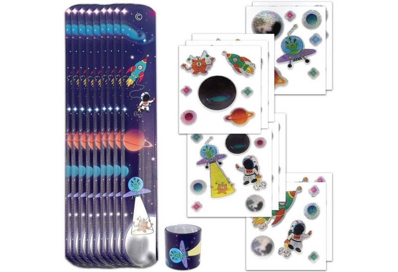 AMLI Armband Weltraum Schnapparmband Sticker Set, Knickarmbänder und Aufkleber Weltall 10er Set Astro von AMLI